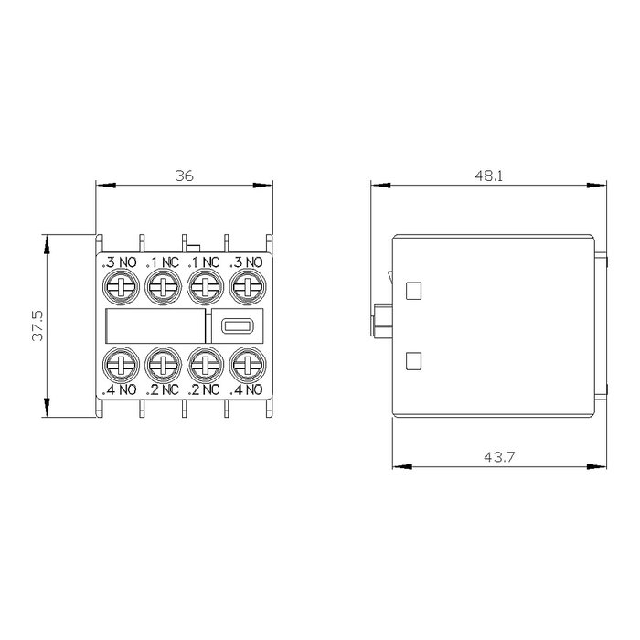 Siemens 3RH29111FA22 Bloque de contactos auxiliares 2S+2S S00/S0 con conexión por tornillo