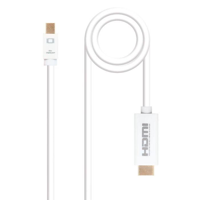 Nanocable Cable Conversor Mini DP a HDMI Blanco 2.0m Soporta 4Kx2K DisplayPort 1.2a HDMI 1.4b Nanocable Cable Conversor Mini DP a HDMI Blanco 2.0m Soporta 4Kx2K DisplayPort 1.2a HDMI 1.4b