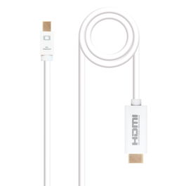 Nanocable Cable Conversor Mini DisplayPort (Mini DP) a HDMI, 2 m, Blanco, 4K, Compatible con DP 1.2a y HDMI 1.4b