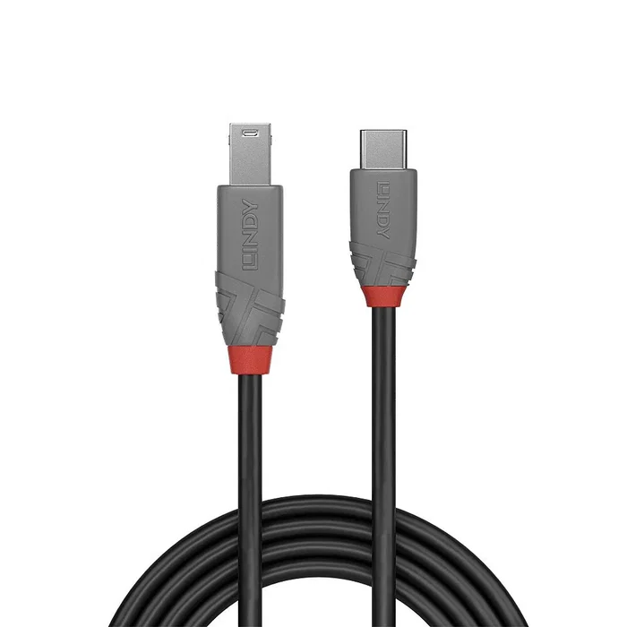 Lindy 36665 Cable USB-C a USB-B 3.2 Gen 1 (5Gbps) Negro 0.5m para Transferencia de Datos de Alta Velocidad