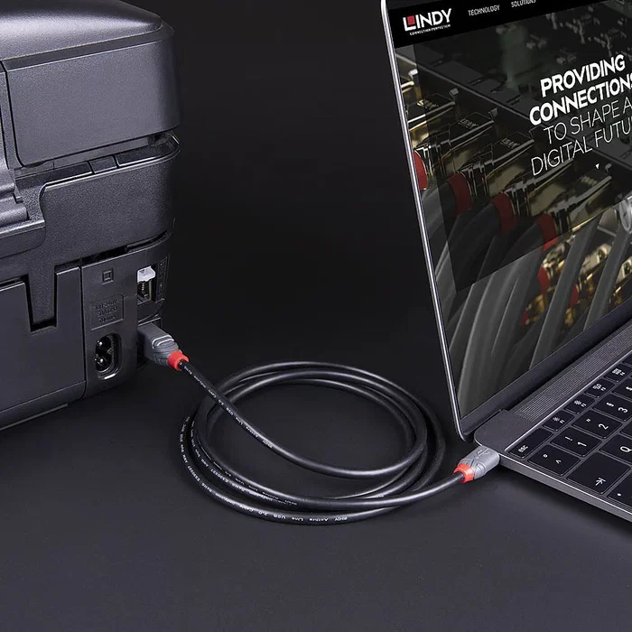 Lindy 36665 Cable USB-C a USB-B 3.2 Gen 1 (5Gbps) Negro 0.5m para Transferencia de Datos de Alta Velocidad