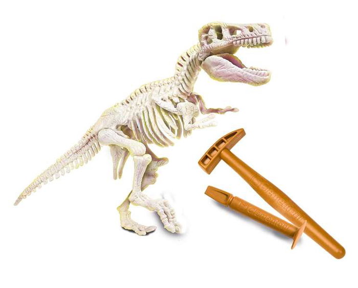 Clementoni Juego Arqueojugando T-Rex Fosforescente, Excava y Desentierra Restos de Tiranosaurio, 15x21x5.5 cm