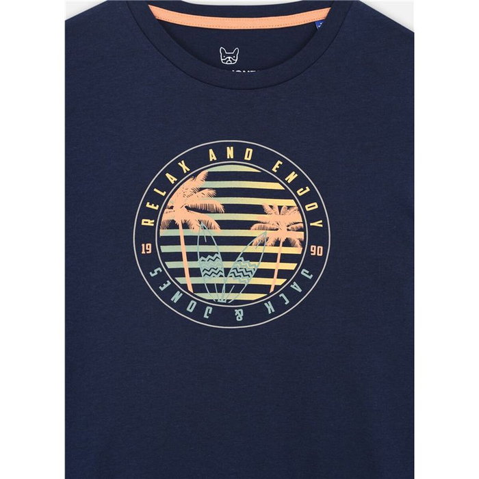 Camiseta de Manga Corta Infantil Jack & Jones Jjsummer Smu Vibe Tee Ss Crew Azul marino
