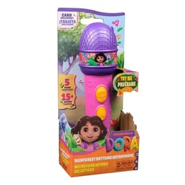 Spinmaster SPI6071801 Micrófono Funcional Dora la Exploradora, 18cm, 4 Canciones y 9 Sonidos, a partir de 3 Años