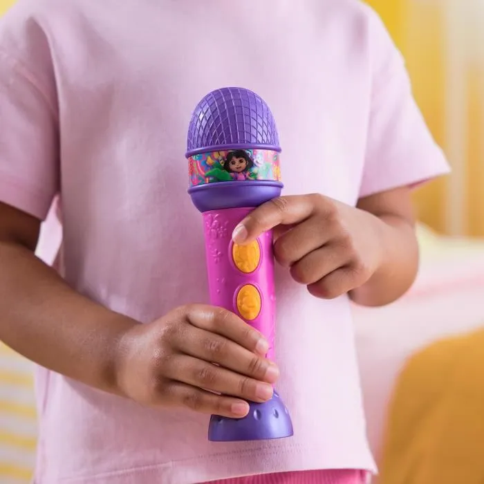 Spinmaster SPI6071801 Micrófono Funcional Dora la Exploradora, 18cm, 4 Canciones y 9 Sonidos, a partir de 3 Años