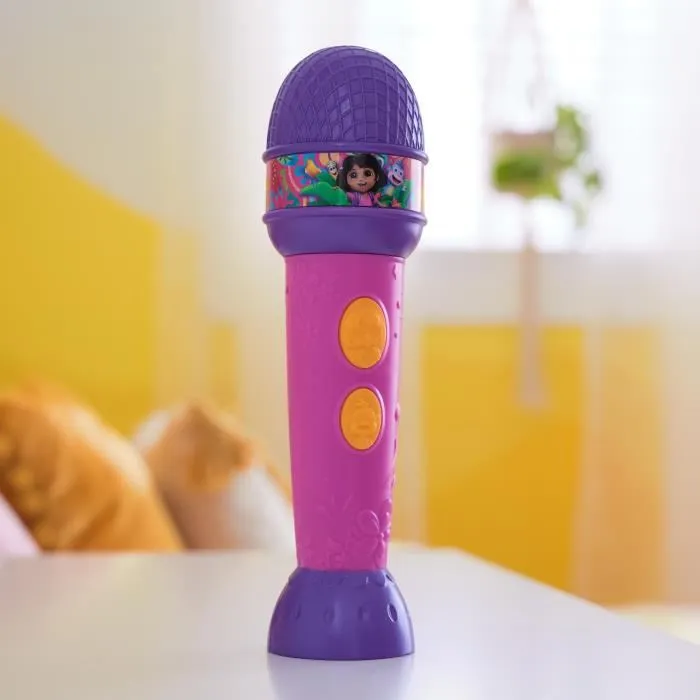 Spinmaster SPI6071801 Micrófono Funcional Dora la Exploradora, 18cm, 4 Canciones y 9 Sonidos, a partir de 3 Años