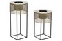 DKD Home Decor Macetero Loft Negro Dorado Metal 33 x 67 x 33 cm Set de 2