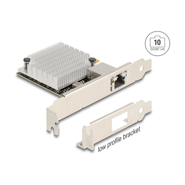 DeLOCK 90758 Tarjeta de Red PCI Express x4 Interna AQC107S 10 Gigabit Ethernet (10000 Mbit/s), 1 x RJ45, Compatible con Windows 10/11, Negro