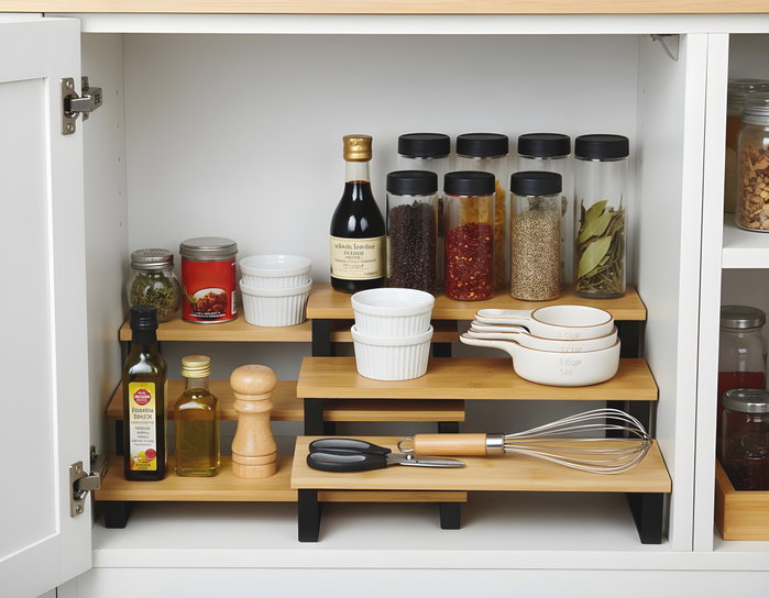 Inde Set de 2 Estantes para Cocina Color Negro, 12 Piezas