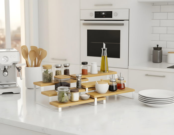 Inde Set de 2 Estantes para Cocina Color Negro, 12 Piezas