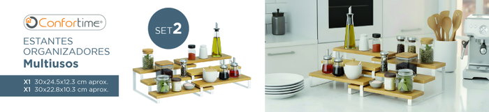 Inde Set de 2 Estantes para Cocina Color Negro, 12 Piezas