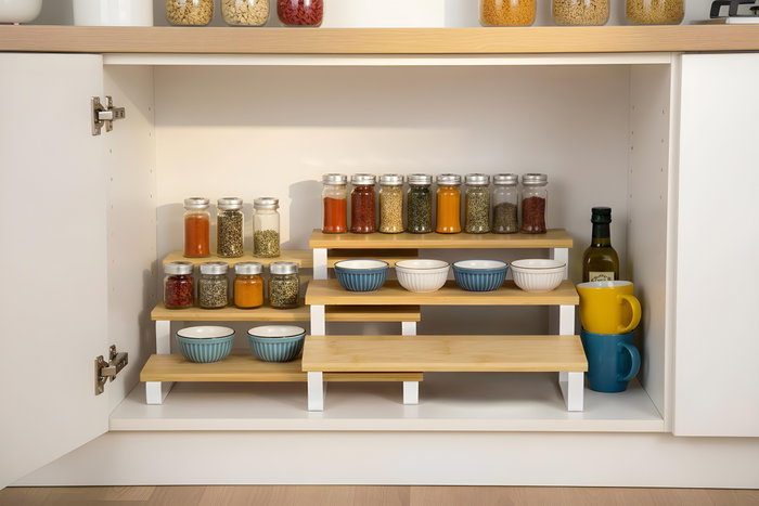 Inde Set de 2 Estantes para Cocina Color Negro, 12 Piezas