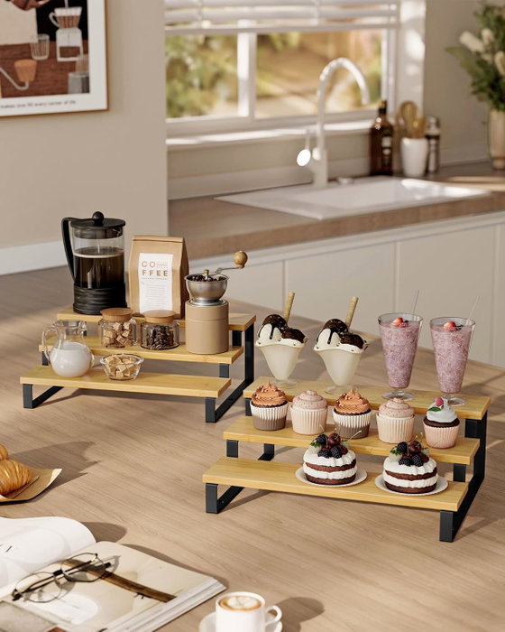 Inde Set de 2 Estantes para Cocina Color Negro, 12 Piezas