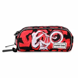 PRO-DG Estuche Portatodo Note Backflip Rojo con 3 Compartimentos y Ranuras para Lápices, Gran Capacidad 1.5L, Poliéster