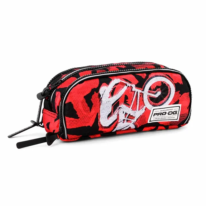 PRO-DG Estuche Portatodo Note Backflip Rojo con 3 Compartimentos y Ranuras para Lápices, Gran Capacidad 1.5L, Poliéster