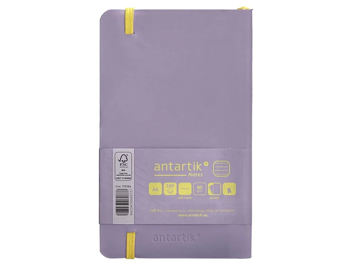 Antartik Cuaderno Antartik Notes tapa blanda A6 rayas morado y amarillo 100 hojas 80 gr FSC