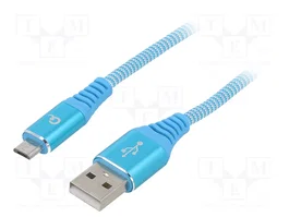 GEMBIRD Cable USB 2.0 de 2m, USB A a Micro USB B, Azul Turquesa