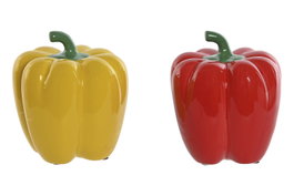 DKD Home Decor Figura Gres Pimiento Surtido de 2 Unidades