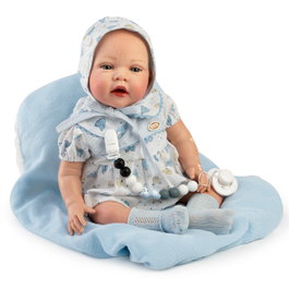Muñecas Guca Muñeco Reborn Alexis 42 cm - Bebé realista con babero, capota y mantita