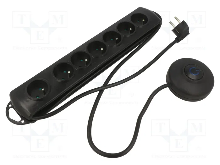 Qoltec Regleta de protección 7 tomas QS 1.5m negra