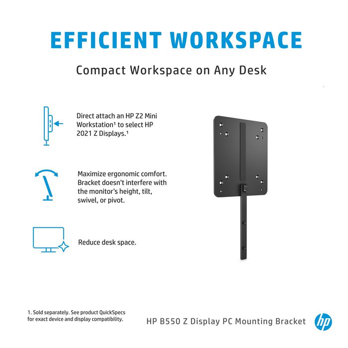 HP B550 Soporte de Montaje para PC para Pantallas Z, Acoplamiento Directo de Estación de Trabajo Mini Z