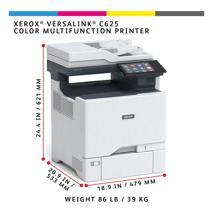 Xerox VersaLink C625DN - Impresora Multifunción Laser Color A4, 50 ppm, Doble Cara, WiFi, Ethernet, USB, Escáner, Copiadora, Fax