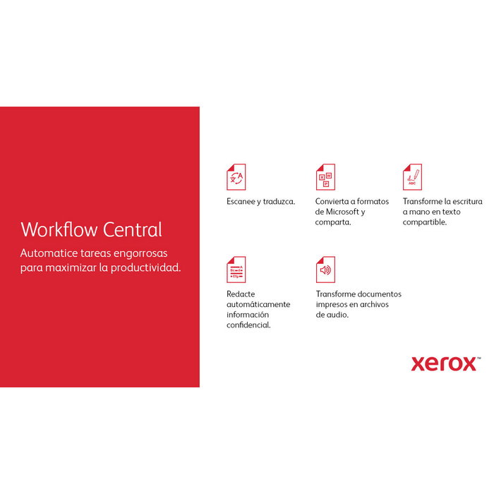 Xerox versalink c625 a4 50 ppm copia/impresión/escaneado/fax a doble cara ps3 pcl5e/6 2 bandejas 650 hojas