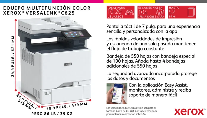 Xerox VersaLink C625V_DN Multifunción Láser Color A4 50 ppm Blanco