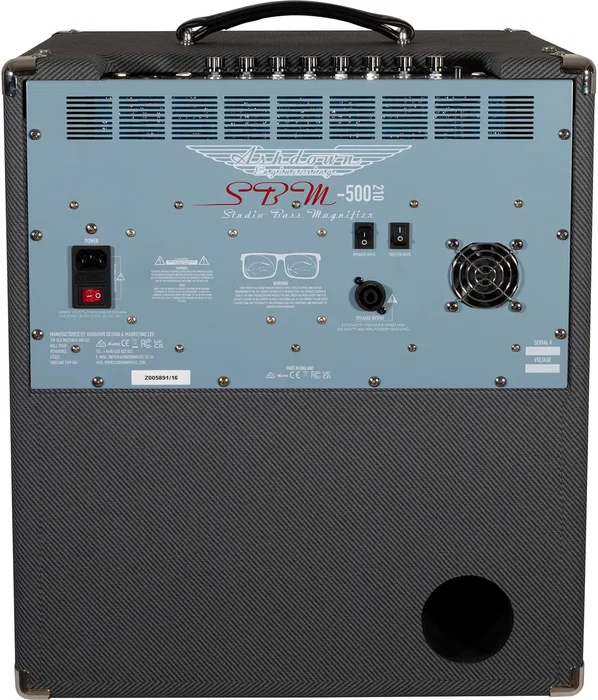 Ashdown UK-SBM-210-500 Combo de Bajo 2x10" 500W, Fabricado en Reino Unido, Charcoal Tweed, con Overdrive, FX Loop, DI y Salida de Auriculares