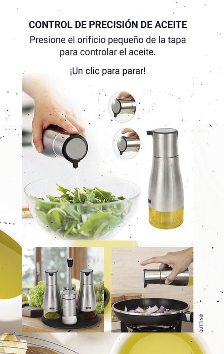 Quttin Set 4 Dispensadores Inox con Soporte - 16 cm ancho x 23 cm alto x 21.4 cm largo (8 Unidades)