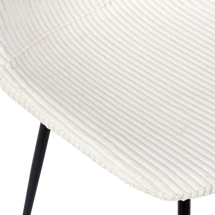 Home Deco Factory Silla Cocooning Beige Madera Contrachapada Hierro Poliéster Acanalado 54x45x85 cm