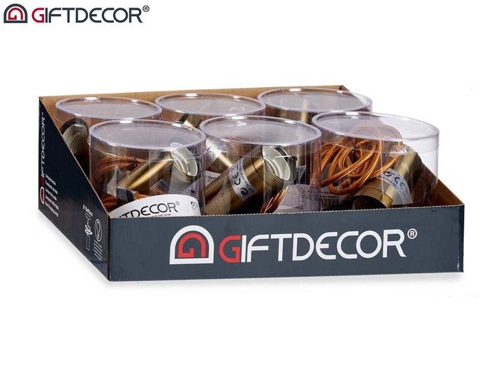 Giftdecor Lampara Colgante Acero Oro 10.5 cm (ancho) x 94 cm (alto) x 10.5 cm (largo) (Set de 12)