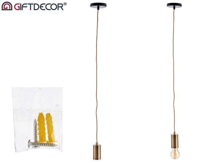 Giftdecor Lampara Colgante Acero Oro 10.5 cm (ancho) x 94 cm (alto) x 10.5 cm (largo) (Set de 12)