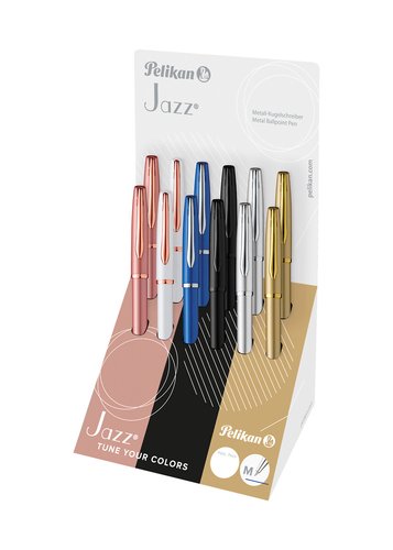 Pelikan Jazz Noble Elegance Bolígrafo de Metal Surtido con Expositor de 12 Unidades