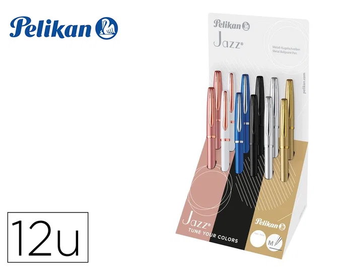Pelikan Jazz Noble Elegance Bolígrafo de Metal Surtido con Expositor de 12 Unidades