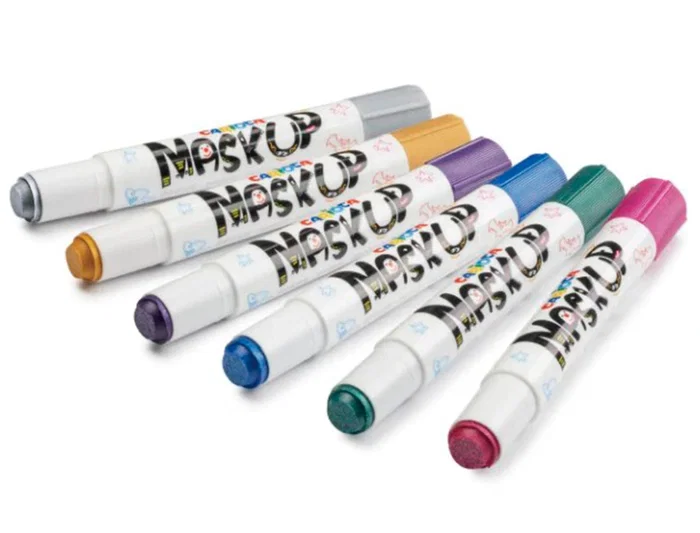 Carioca Barra de Maquillaje Mask Up, Caja de 6 Colores Metálicos Surtidos, Lavable
