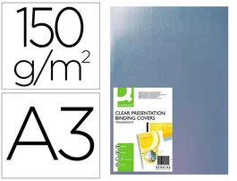 Q-connect Tapas de Encuadernacion PVC DIN A3 Incolora 150 mc Caja de 100 Unidades