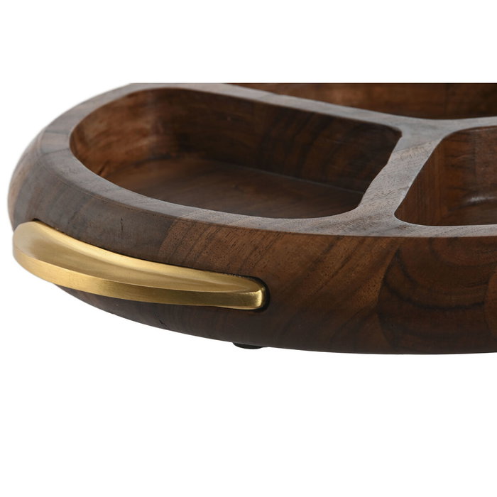 DKD Home Decor Bandeja de Acacia e Inox para Aperitivo Natural y Dorado 35x30,5x4,5 cm DKD Home Decor Bandeja de Acacia e Inox para Aperitivo Natural y Dorado 35x30,5x4,5 cm