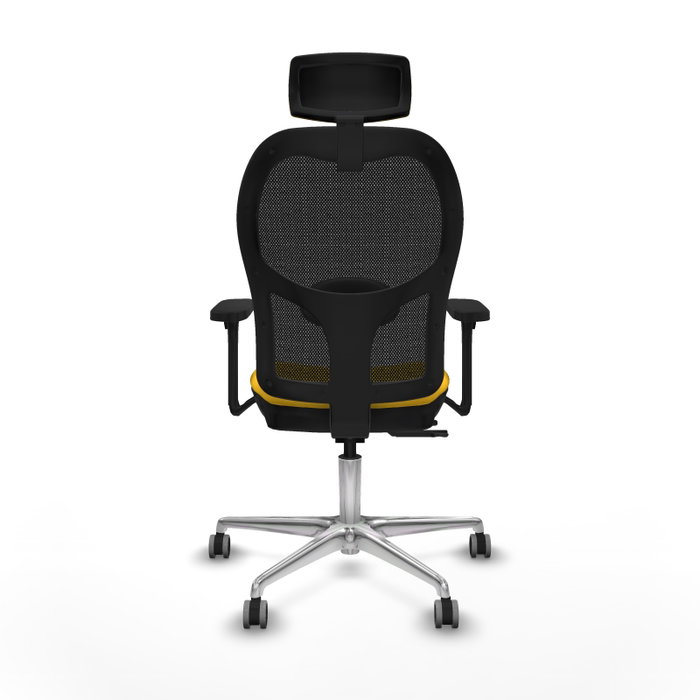 PIQUERAS Y CRESPO Silla de oficina Jorquera con mecanismo Sincro/Traslack, Similpiel Amarillo y Malla Negro