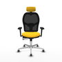 PIQUERAS Y CRESPO Silla de oficina Jorquera con mecanismo Sincro/Traslack, Similpiel Amarillo y Malla Negro