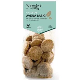 NATWINS Galletas De Avena Con Chocolate Con Leche Basic 200Gr - Sin Azúcar Añadido, Veganas, Sin Aceite De Palma