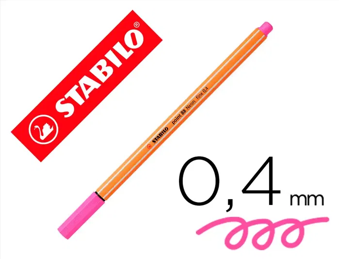 Stabilo Point 88 Rotulador Rosa Neón 0,4 mm, Caja de 10 unidades