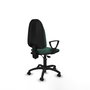 Silla de oficina Algarra con mecanismo Contacto permanente de doble maneta tapizada con Tela color Verde botella. Equipada con Base poliamida negra, Brazos fijos y Ruedas autofrenantes