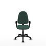 Silla de oficina Algarra con mecanismo Contacto permanente de doble maneta tapizada con Tela color Verde botella. Equipada con Base poliamida negra, Brazos fijos y Ruedas autofrenantes