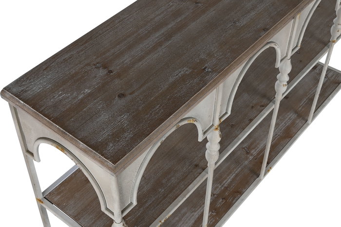 DKD Home Decor Estanteria Neoclasico Blanco Natural Metal 159 x 36.5 x 91 cm 2 Estantes