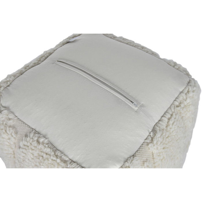 DKD Home Decor Reposapiés Lana Algodón 45x45x45 Relieve Crudo