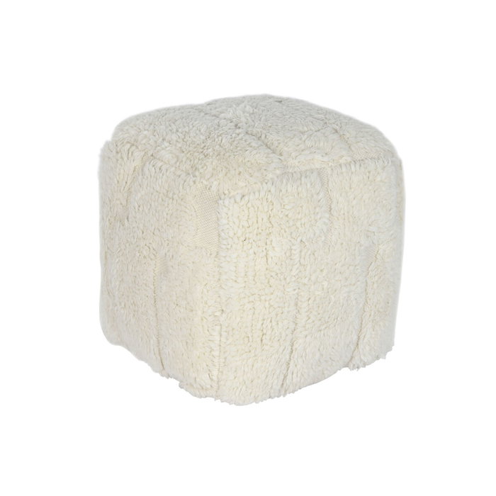 DKD Home Decor Reposapiés Lana Algodón 45x45x45 Relieve Crudo
