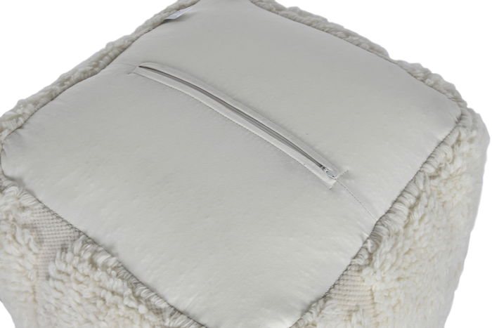 DKD Home Decor Reposapiés Crudo 45 x 45 x 45 cm Lana y Algodón