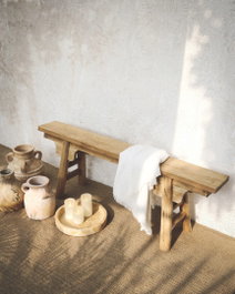 DKD Home Decor Descalzadora de Teca Reciclada 140x18x50 Natural
