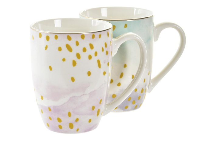 DKD Home Decor Mug Porcelana Rosa Verde Menta Blanco 380ml Apto Microondas Lavavajillas 8.5 x 9.5 x 12 cm (12 Unidades) DKD Home Decor Mug Porcelana Rosa Verde Menta Blanco 380ml Apto Microondas Lavavajillas 8.5 x 9.5 x 12 cm (12 Unidades)